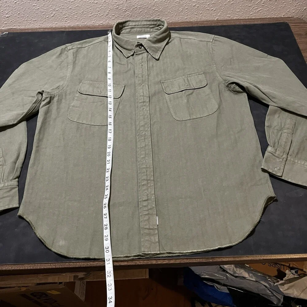 AYR The Alpha long sleeve medium weight snap front woven stripe shirt mens HBT